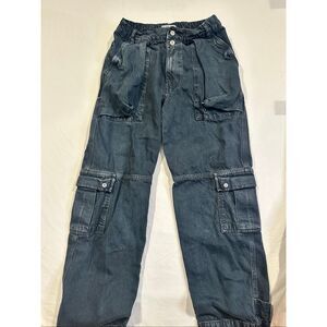 We The Free -Free People Marx Slouchy Cargo Jeans Black Wash, size 26